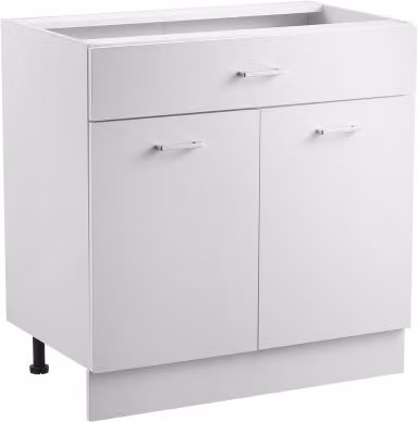 VEVOR Mobiletto Base con Cassetto non Assemblato 800 x 475 x 816 mm, Mobiletto Pronto da Montare con Ante a Chiusura Ammortizzata Ripiano Regolabile per Ufficio Uso Domestico Casa, Bianco