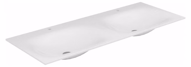 KEUCO EDITION 11 Double lavabo encastré en Varicor, 2450x17x535mm, 2 x 1 trou pour robinet, blanc, 31280702402, 31280702402