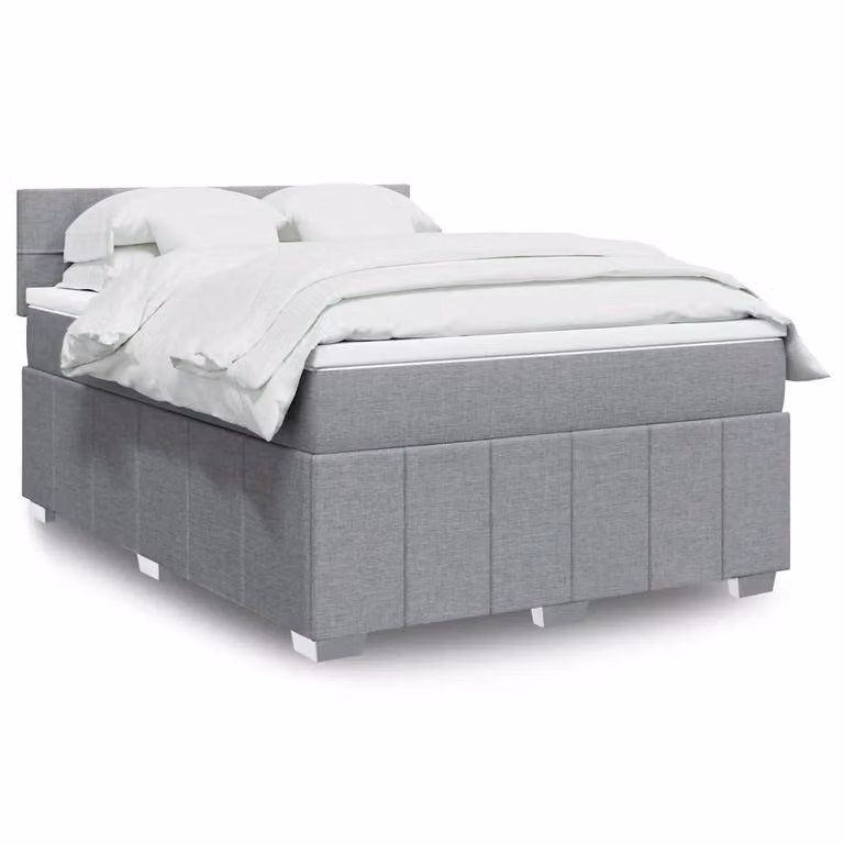 vidaXL Letto Ibrido con Materasso a Molle Insacchettate in Tessuto Grigio e Bianco L/P: 160 x 200 cm