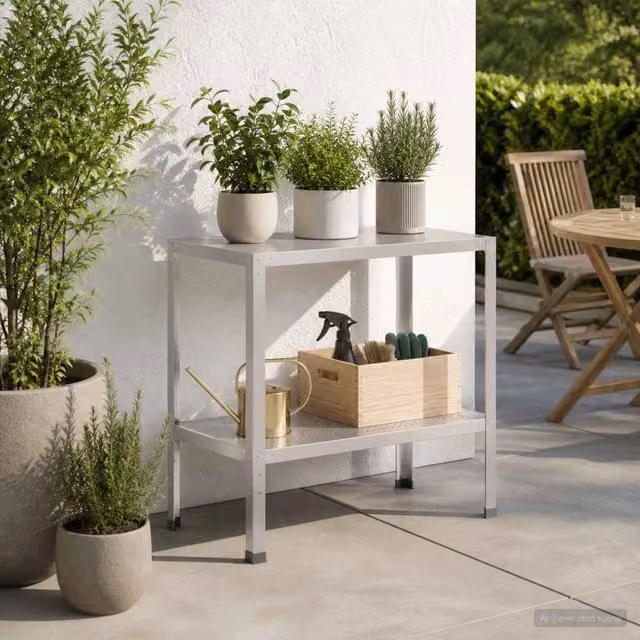 Tavolo da rinvaso vidaXL in acciaio inox argento L 60 cm x P 50 cm x H 80 cm