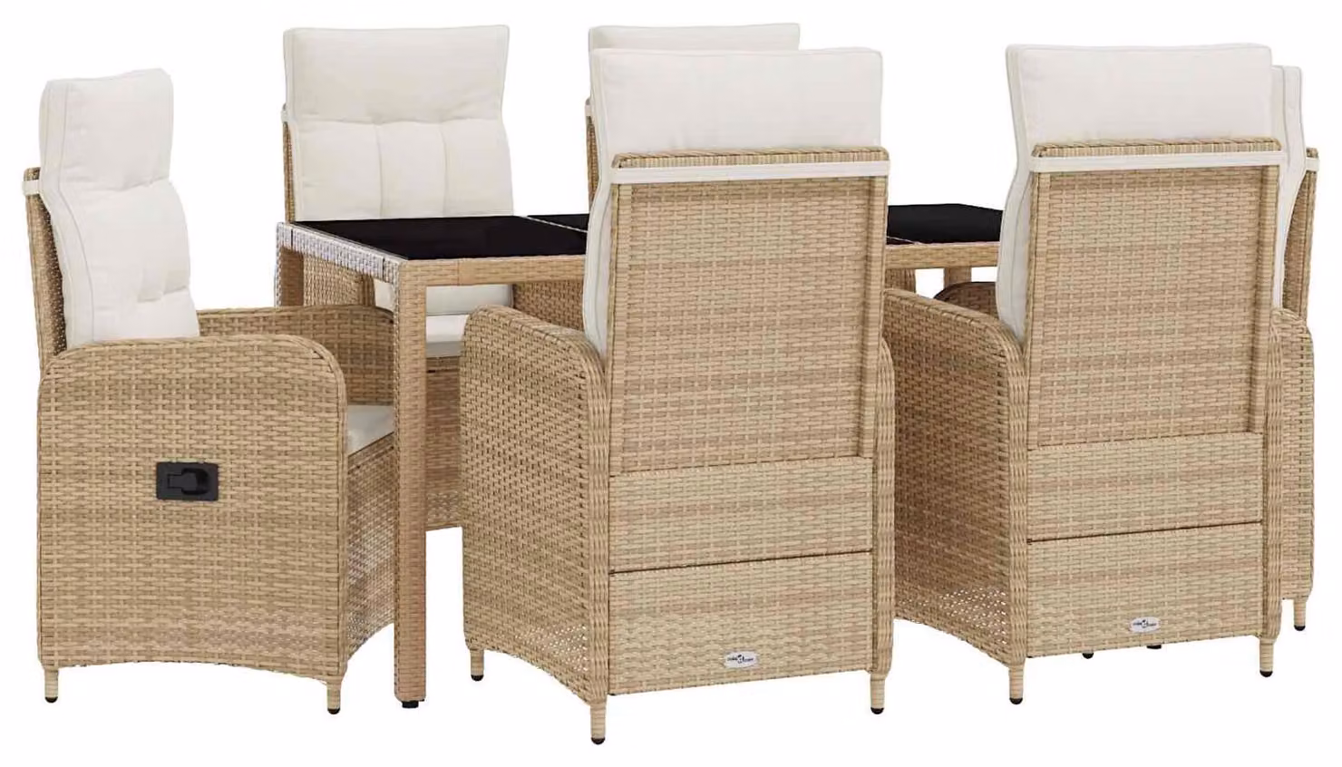 Set da pranzo per esterni 7 pcs Beige e Bianco Crema