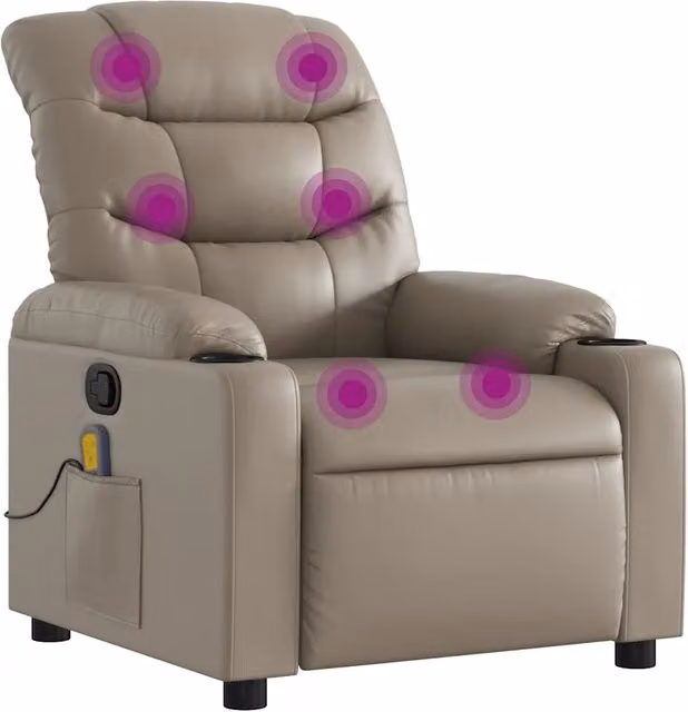 Poltrona Massaggiante | Sedia Relax Reclinabile cappuccino in Similpelle