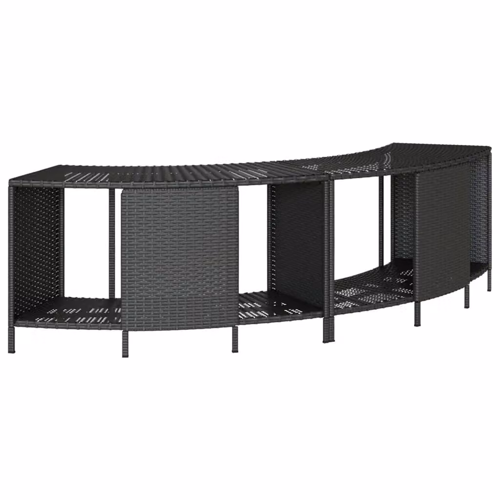 Set di 2 Scaffali Portaoggetti vidaXL in Polyrattan Nero per Giardino e Bagno – 2