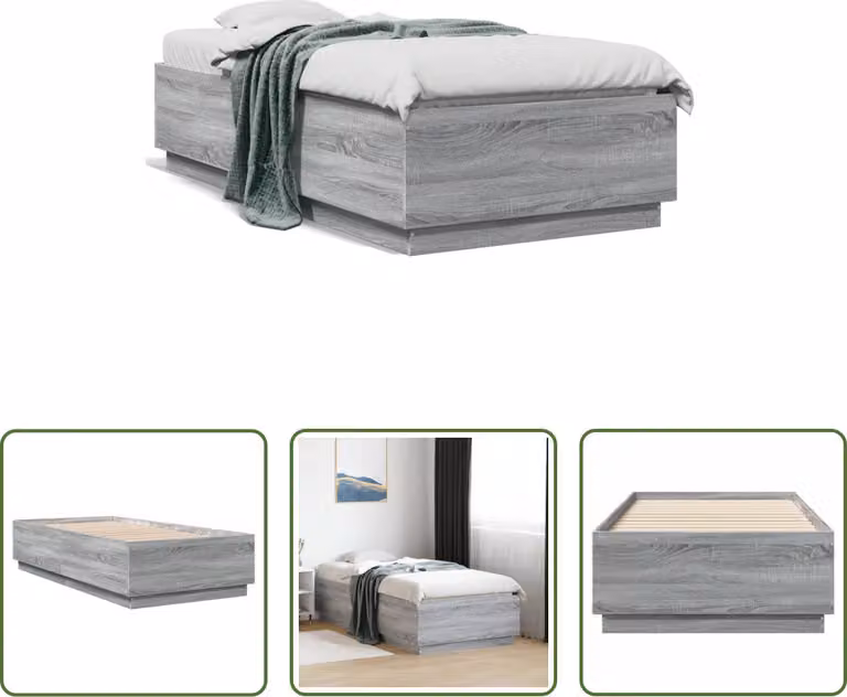 The Living Store Rete da letto Grey Sonoma 75x190 cm Materiale a base di legno