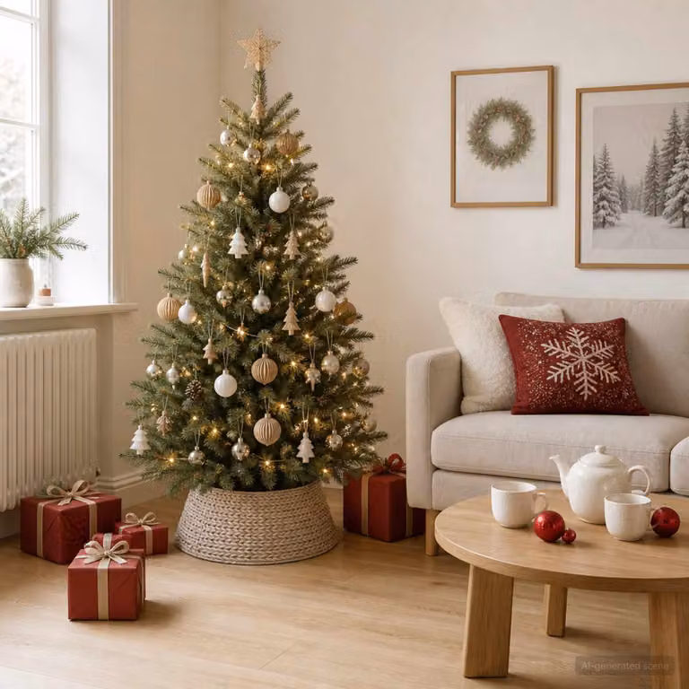 vidaXL Collare per Albero di Natale Rotondo Bianco Ø 45 x 22 cm