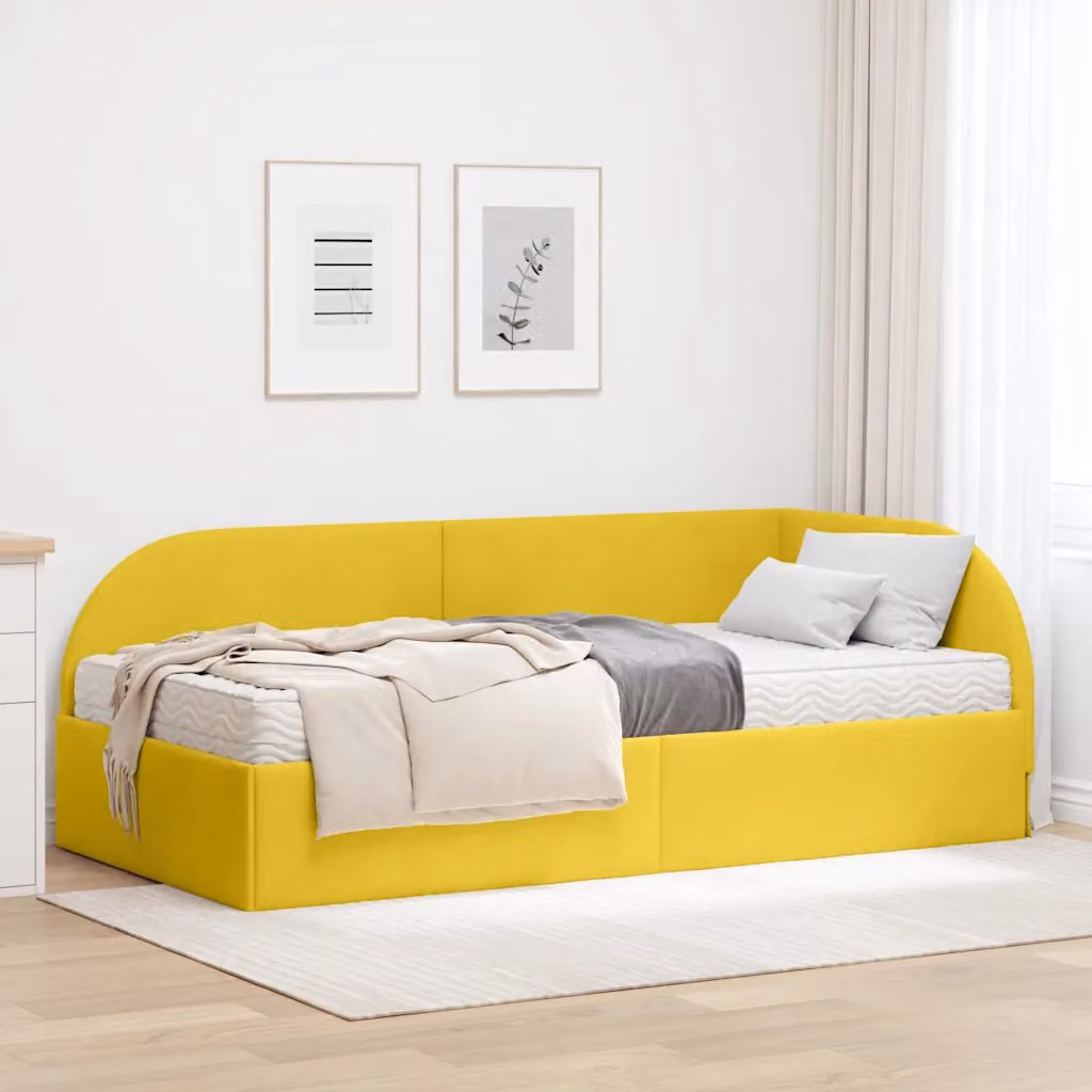 vidaXL Struttura Letto Angolare con Materasso 2 pz Giallo 100 x 200 cm