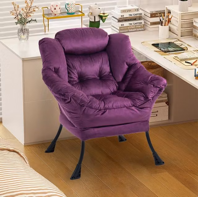 Poltrona relax con supporto per il collo in metallo grigio scuro