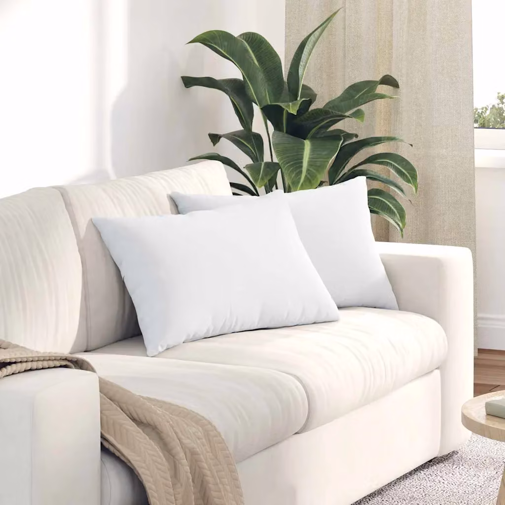 Set di 2 cuscini da divano vidaXL in tessuto bianco con rivestimento rimovibile, L 60 cm x P 40 cm x H 40 cm