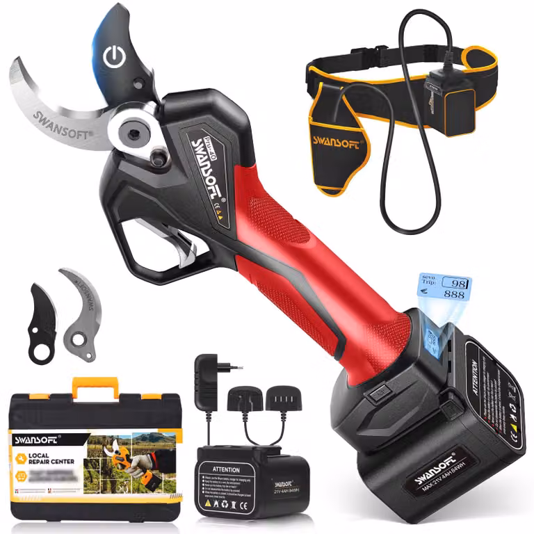 Potatore elettrico - 21V a batteria - Larghezza di taglio di 40 mm, ideale per giardini e alberi