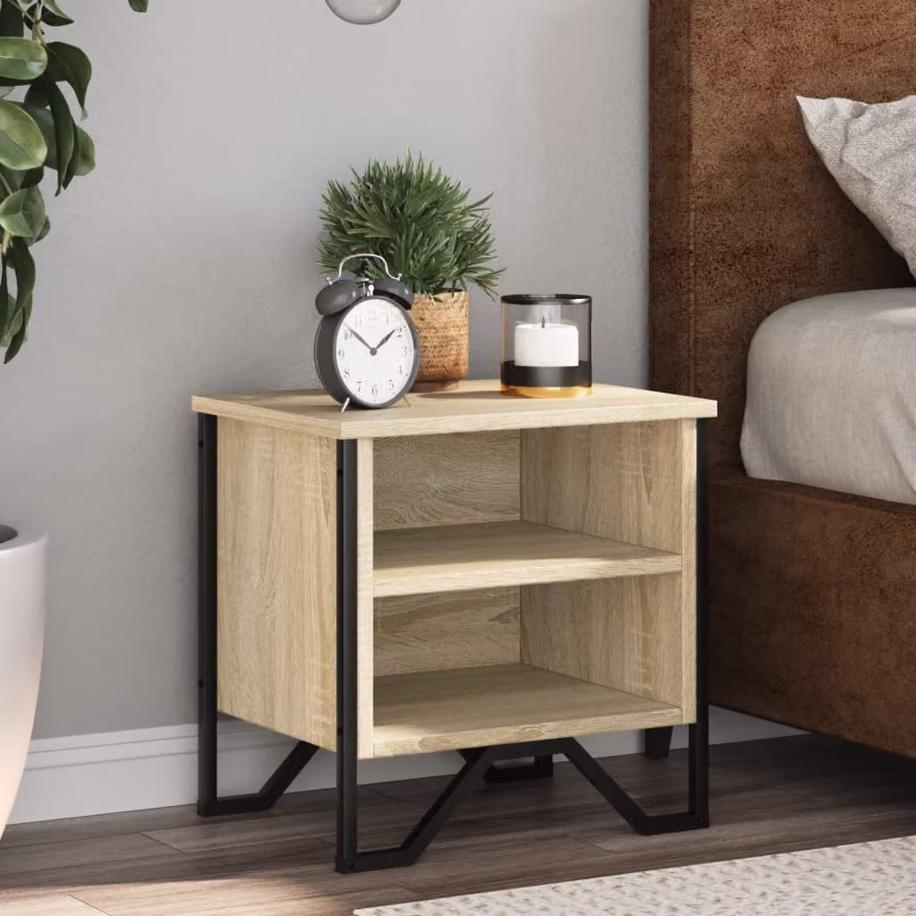 Set di 2 comodini vidaXL in stile industriale color rovere sonoma e marrone, L/P/H: 40 x 30 x 40 cm