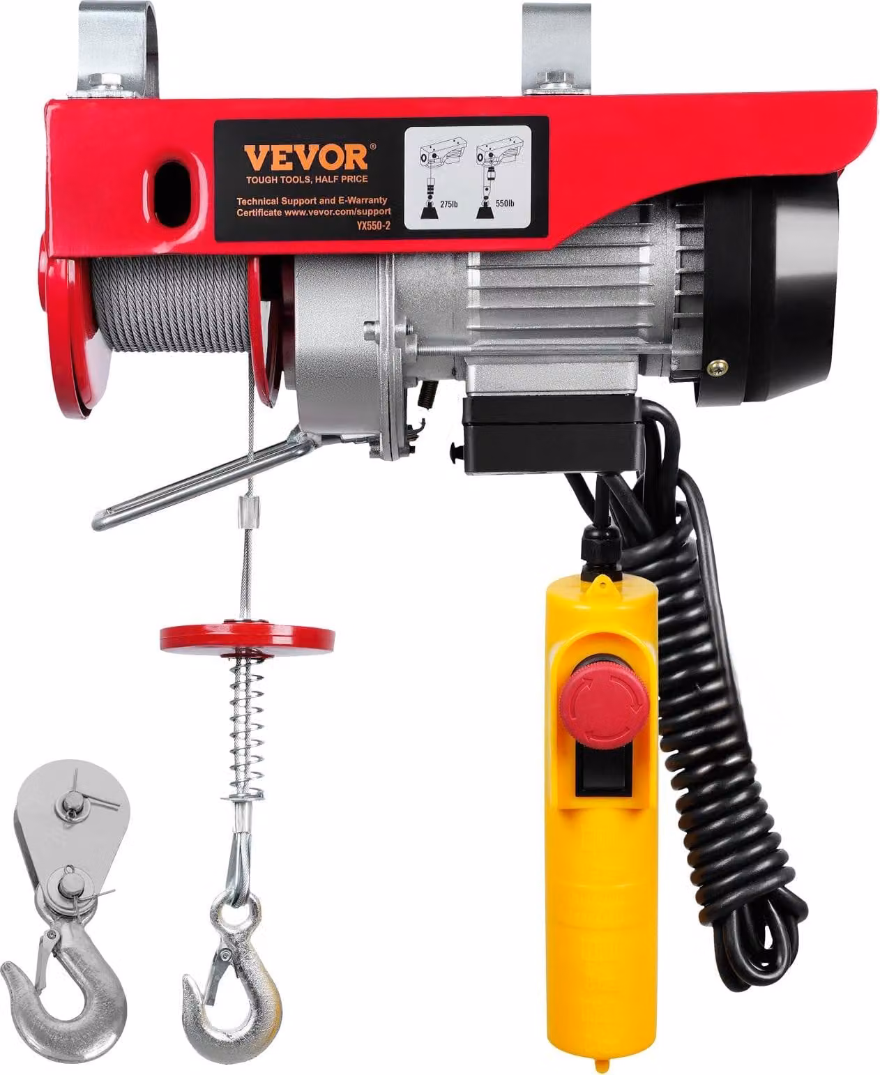 Avvolgitori elettrici a 230 V, capacità di 250 kg, altezza di sollevamento di 12 metri, potenza di 510 W, con telecomando a filo