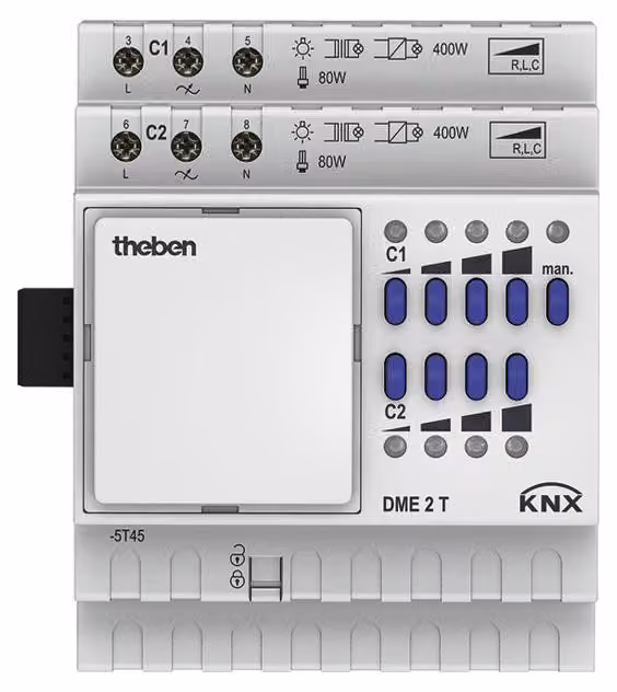 Modulo di ampliamento attuatore dimmerabile Theben 2 volte DME 2 T KNX/EIB MIX2