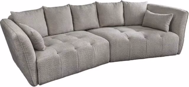 Divano dritto IMPERIA Meublorama grigio in tessuto bouclé con coperture sfoderabili e cuscini inclusi L: 145 cm, P: 110 cm, H: 86 cm