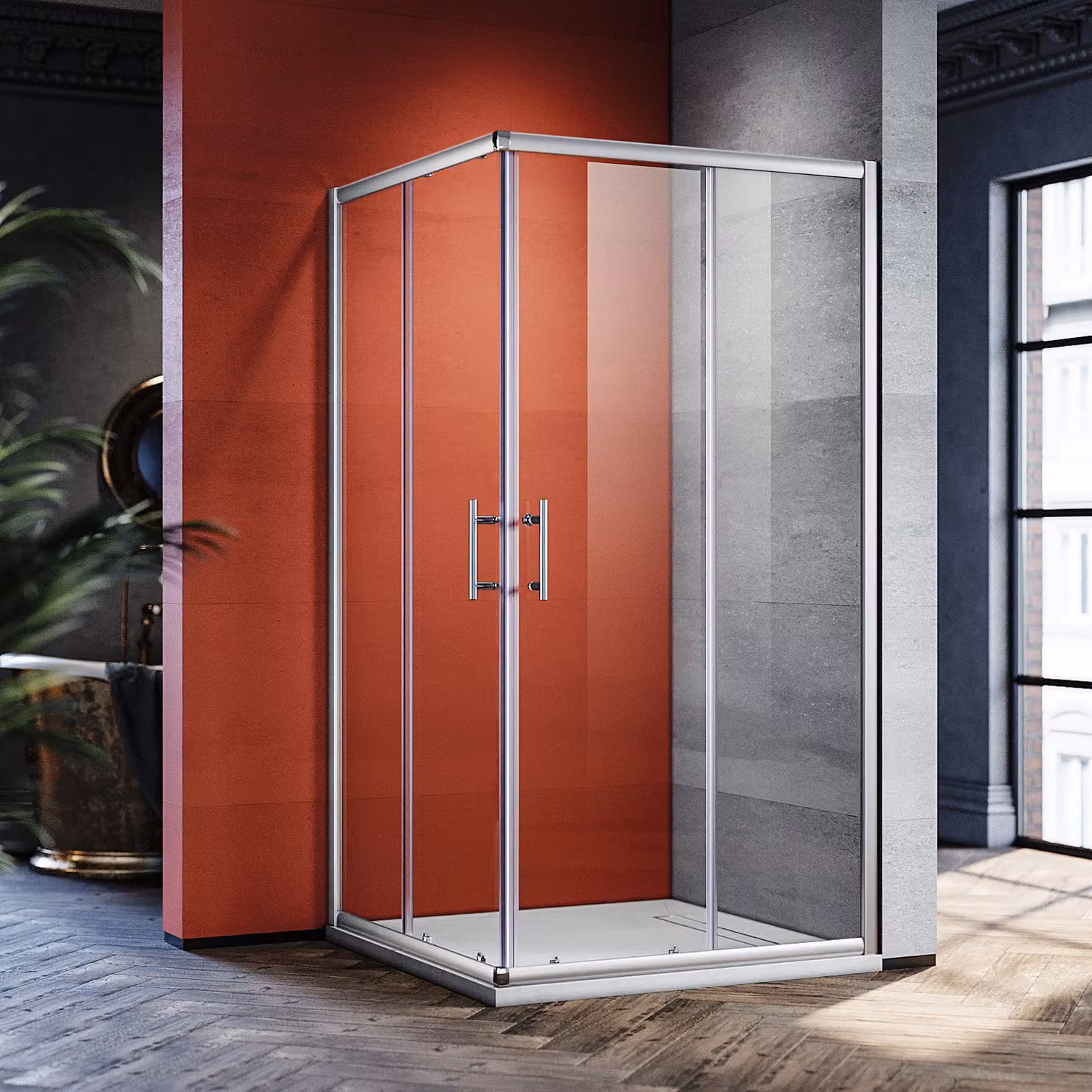 SONNI doccia angolare Cabine doccia ad angolo ingresso doppio porte scorrevoli doccia 100x100cm, vetro ESG funzione di sgancio rapido protezione dagli spruzzi d'acqua, altezza 195cm