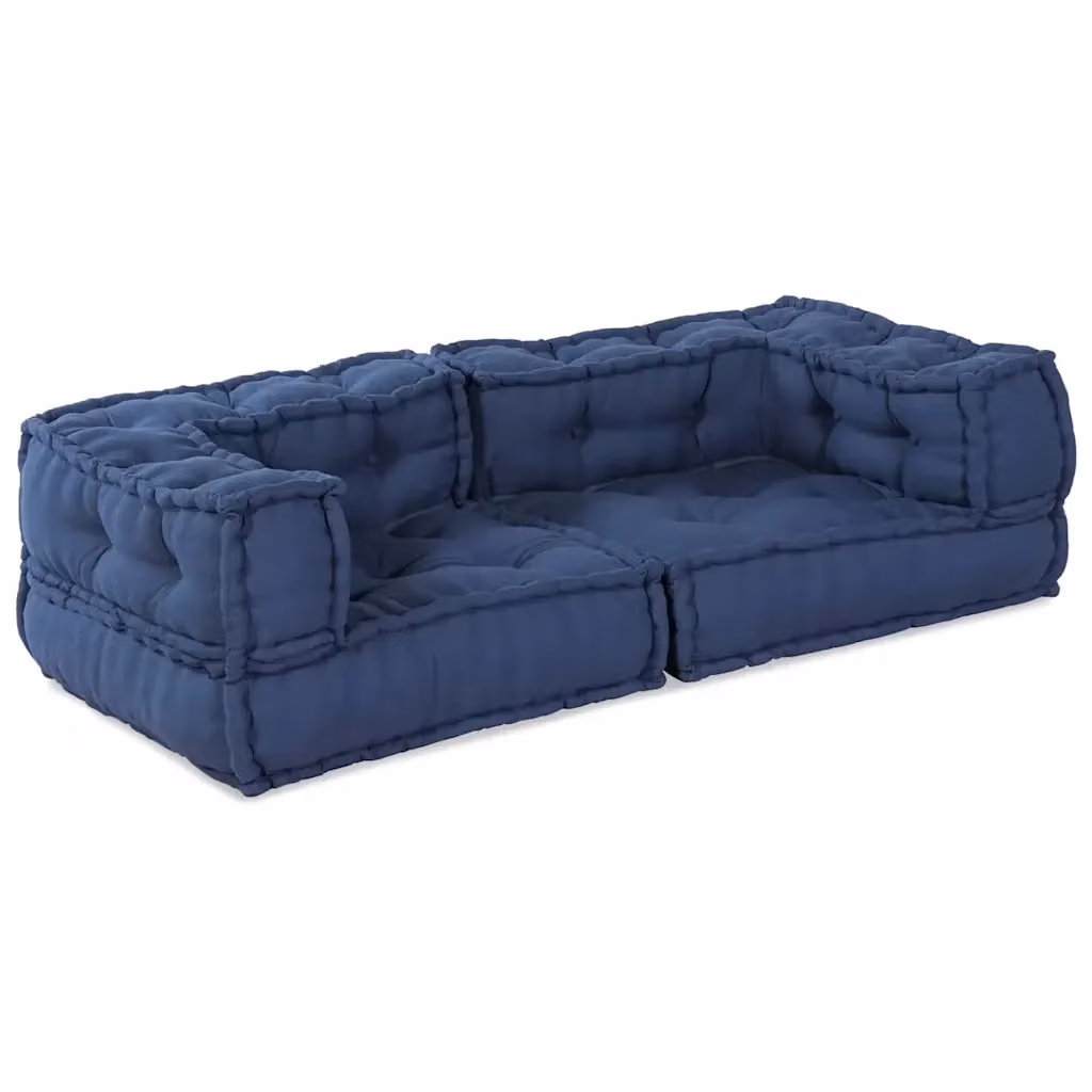 Unità di Divano Modulare 3 pz vidaXL in Tessuto Blu L: 140 cm, P: 70 cm, H: 36 cm – 2