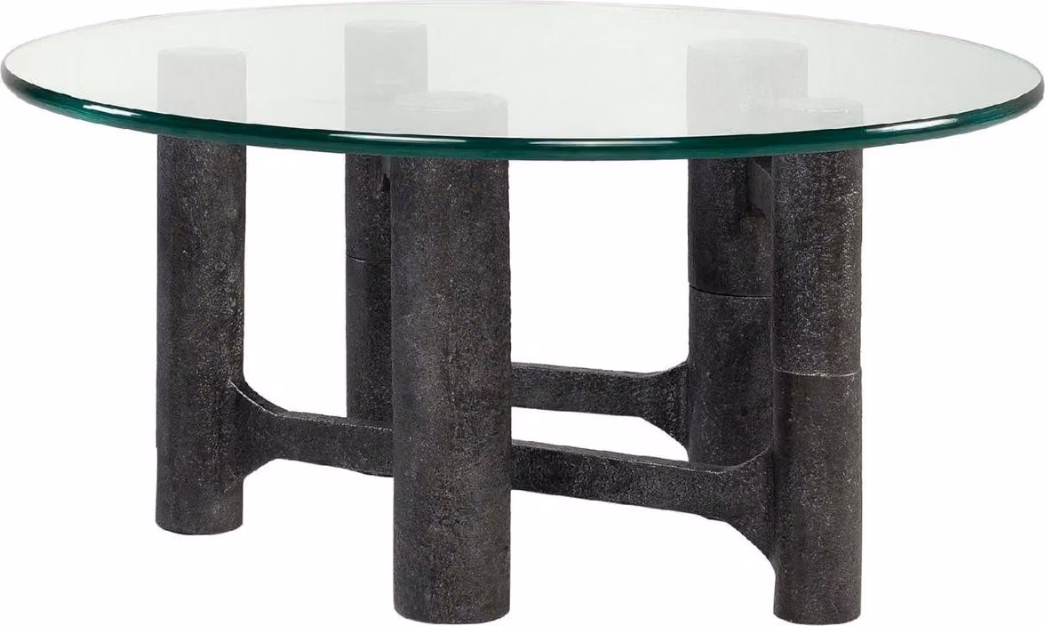 Casa Padrino Luxury Coffee Table Antique Black Ø 75 x H. 35,5 cm - Tavolo da salotto rotondo in alluminio con piano in vetro - Mobili Soggiorno - Mobili - Arredamento