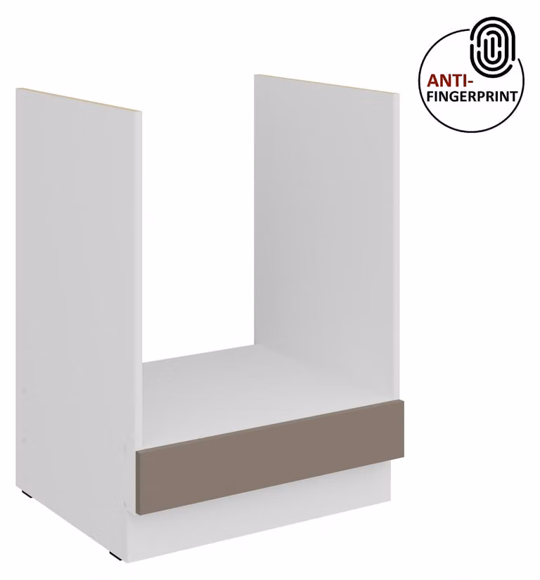 Mobile base da cucina da 60 cm, linea ARIA, grigio sabbia ultra opaco + bianco opaco, frontali di alta qualità con rivestimento anti-impronta, cucina a incasso, blocco cucina
