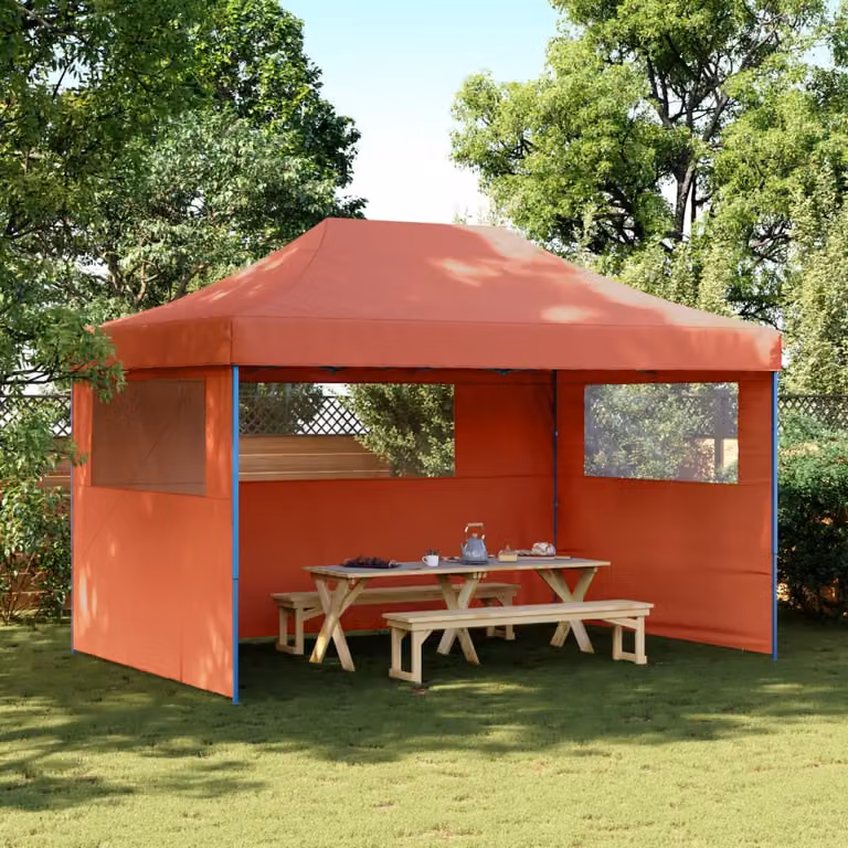Tendone per feste pieghevole pop-up con 3 pareti vidaXL colore terracotta