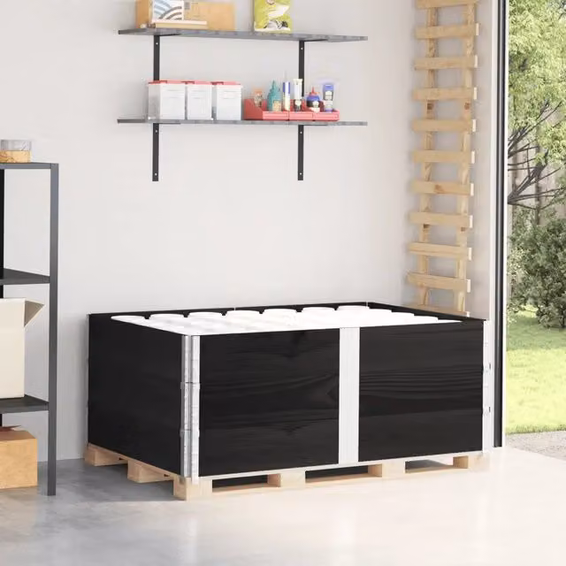 Set di 3 pareti per pallet vidaXL in legno di pino nero L: 150 cm, H: 60,5 cm – 1