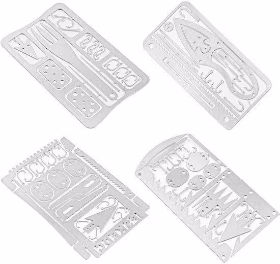 Set di attrezzi multifunzione in acciaio inossidabile – Utensile per campeggio e sopravvivenza – Strumento multifunzione – Utensile da portare sempre con sé (EDC) – Kit di sopravvivenza leggero – 100 g