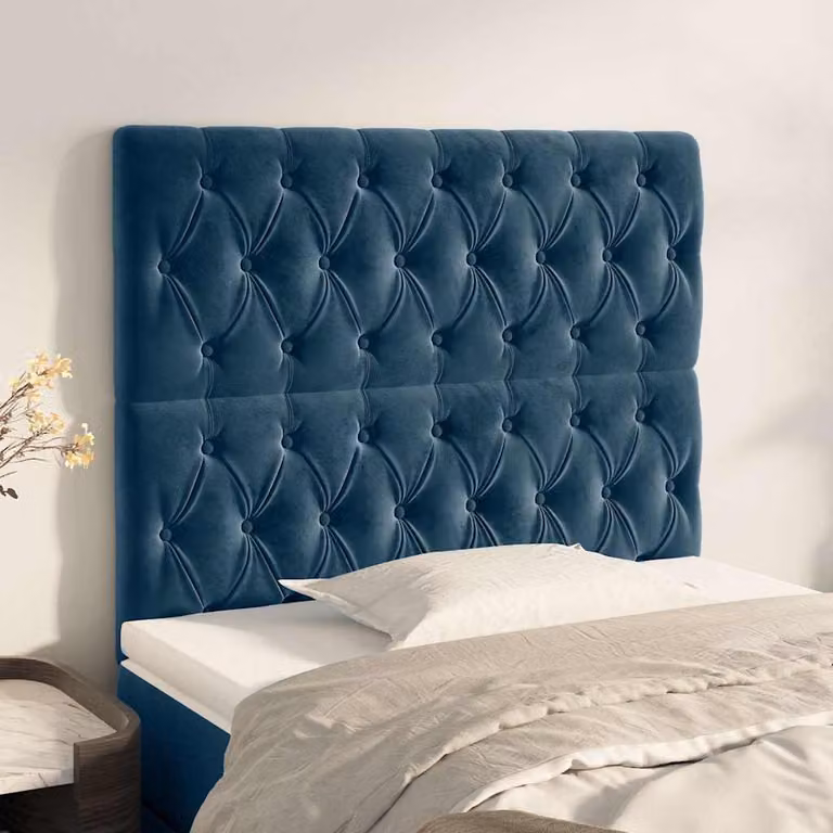 Testiera per letto vidaXL in velluto blu scuro, L: 100 cm, H: 118-128 cm
