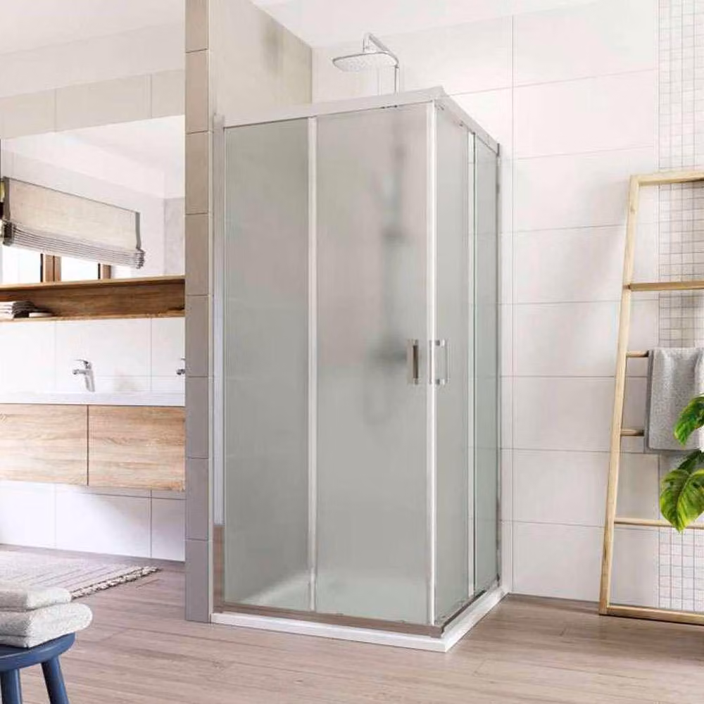 Cabina doccia Mereo, Lima, quadrata, a scomparsa, 120x120 cm, cromo ALU, vetro Point - CK608A62K