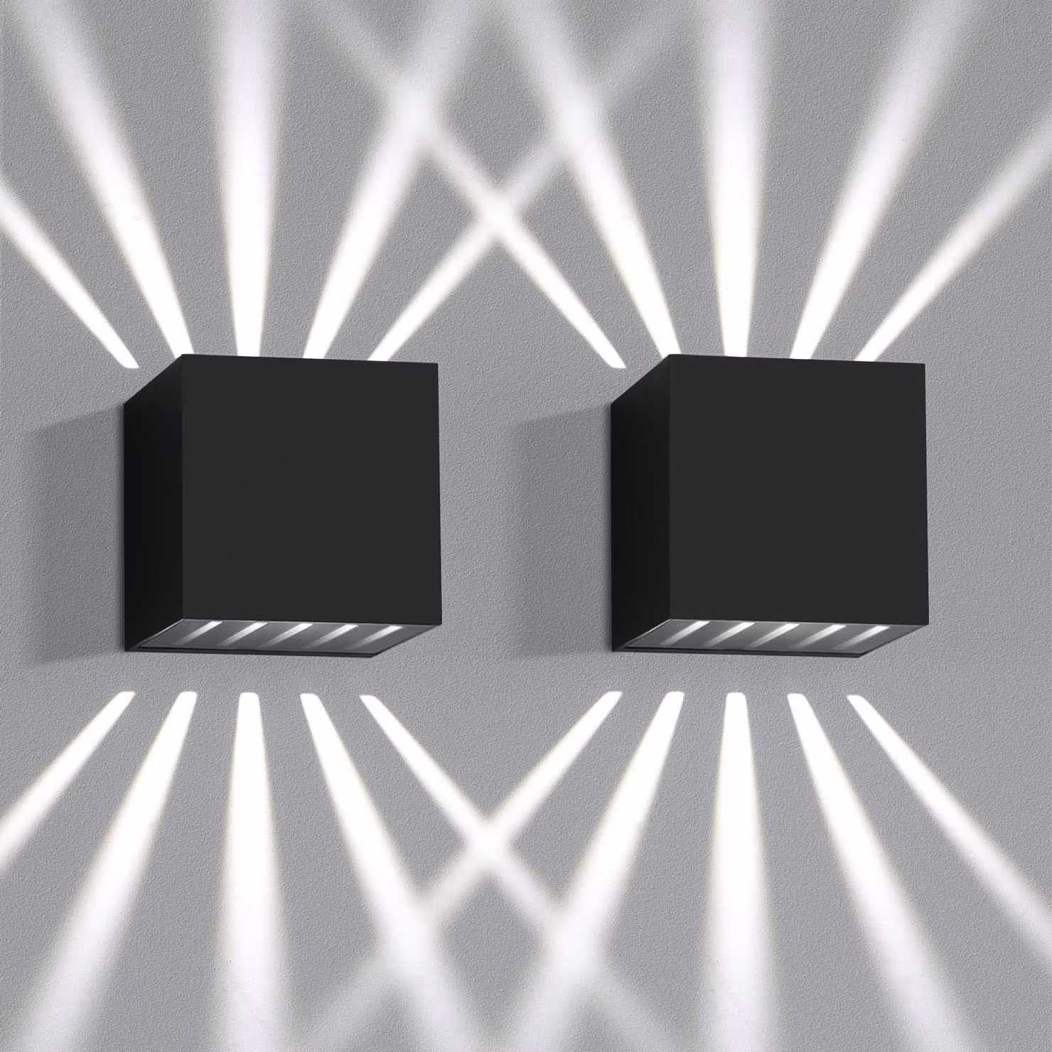 ZMH 2 pezzi lampada da parete LED da interno ed esterno - lampada da esterno nera IP65 impermeabile luce da parete esterna 3000K bianco freddo up down 10W luce da parete per scale corridoio balcone bagno