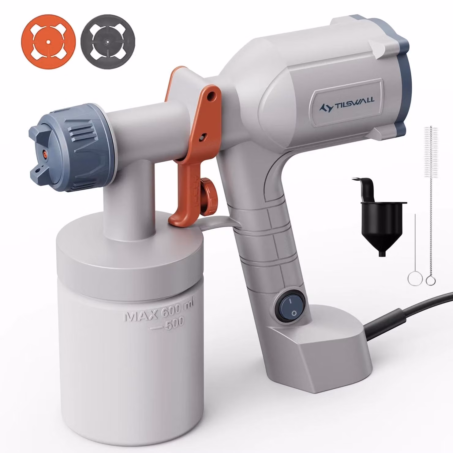 Pistola a spruzzo per verniciatura, design leggero, diversi tipi di getto, BIANCO