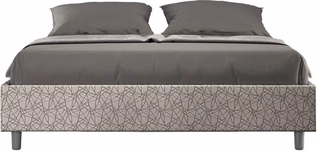 Letto Sommier imbottito Matrimoniale 160x200 cm tessuto Era Azelia - Senza rete,Grigio