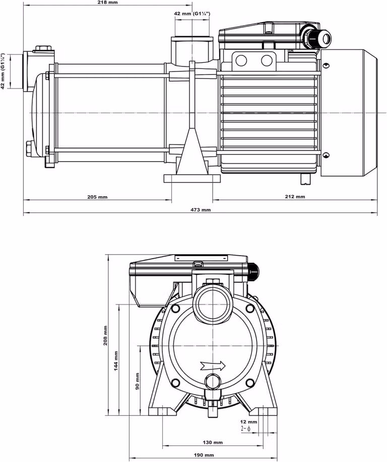 Pompa centrifuga per pozzi, portata 10.200 l/h, potenza 1650 W, altezza di sollevamento 65 m. Adatta per acqua di pozzo, irrigazione del giardino, pompa per acqua