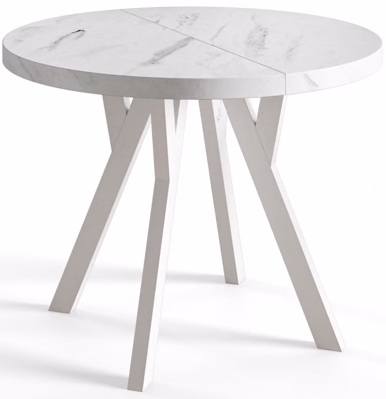 Alpi Moebel, Tavolo da Pranzo, Tavolo per Mangiare Allungabile, Diametro da 110 cm, Marmo, Collezione Ovo