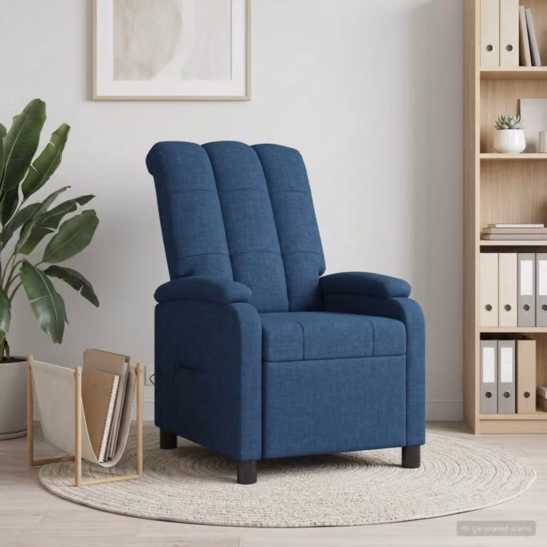 Poltrona relax reclinabile vidaXL in tessuto blu con braccioli per soggiorno e ufficio