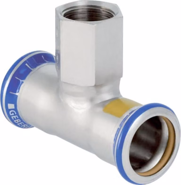 Geberit gas Raccordo a T Mapress d 18xRp 3/4, per gas naturale e in bottiglia, acciaio inox