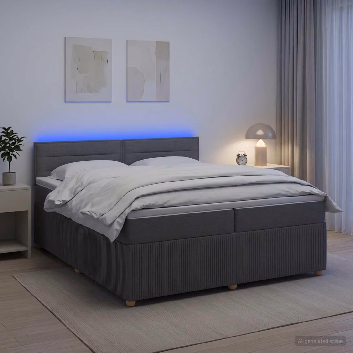 Maison Exclusive - Letto boxspring con materasso grigio scuro 200 x 200 cm Tessuto