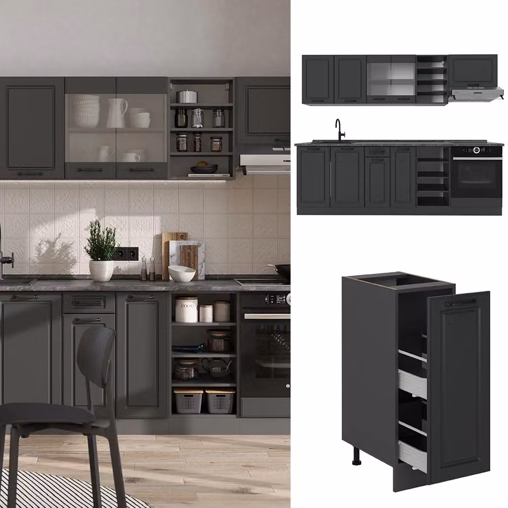 Cucina componibile R-Line Vicco colore Antracite e Rovere, L: 240 cm, H: 206.8 cm, P: 60 cm – 2