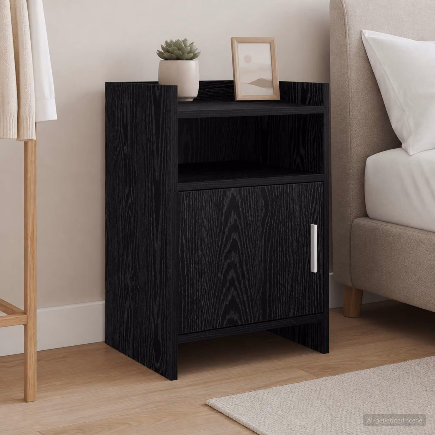 Comodino moderno vidaXL in legno e metallo nero L: 40 cm, P: 36 cm, H: 60 cm