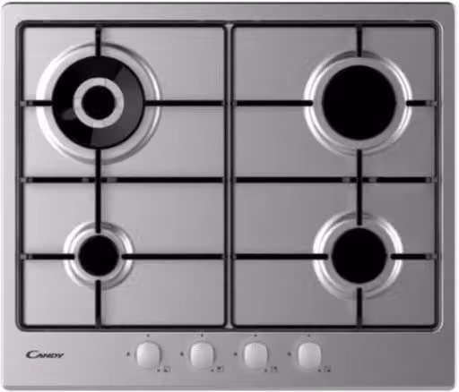 Piano Cottura a Gas Candy Collezione Smart 4 Fuochi in Acciaio Inox Grigio L: 59,5 cm, P: 51 cm