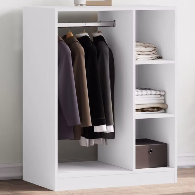 Armadio bianco vidaXL in legno multistrato con ripiani e appendiabiti L: 77 cm, P: 48 cm, H: 102 cm