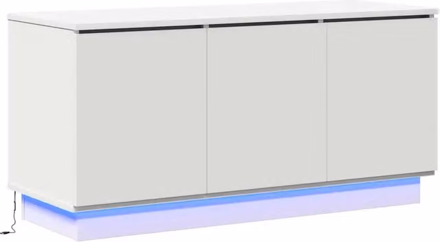 Mobile porta TV moderno con illuminazione LED 100 x 38 x 49 cm design essenziale e contemporaneo in legno multistrato bianco 02_0052201