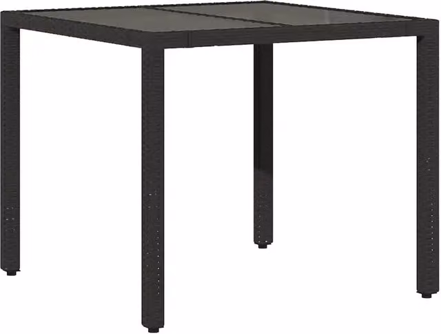 Tavolino da giardino quadrato in polyrattan con piano in vetro nero L 90 cm x P 90 cm x H 75 cm – 1