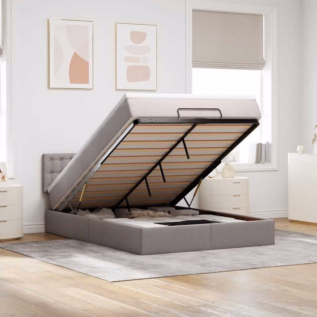 Maison Exclusive - Pouf Letto con Materasso e LED Tortora 140x190 cm in Tessuto
