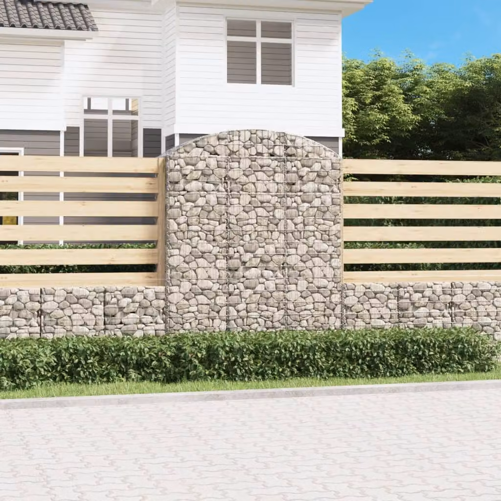 Cesto Gabbione ad Arco vidaXL in Acciaio Zincato Grigio L/P/H: 150 x 50 x 180/200 cm