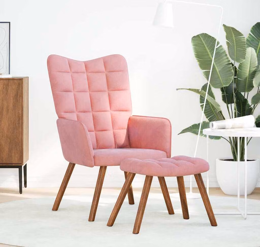 Maison Exclusive - Poltrona relax con poggiapiedi in velluto rosa
