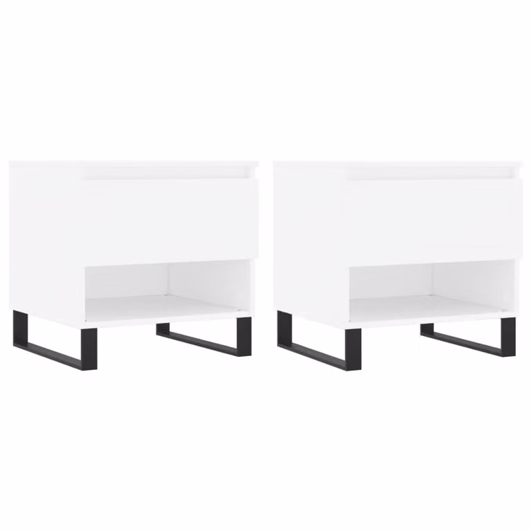 Tavolini Salotto 2 pz Bianchi 50x46x50 cm in Legno Multistrato