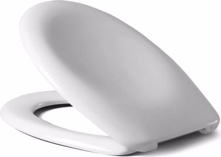 VIGOUR Sedile WC derby basic per WC a pavimento, cerniera in acciaio inox, senza chiusura ammortizzata, bianco