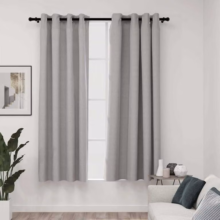 Set di 2 tende oscuranti vidaXL con effetto lino e occhielli, colore grigio, L: 140 cm, H: 175 cm