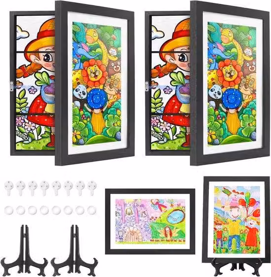Espositore per opere d'arte - 2 pezzi - Nero - Legno