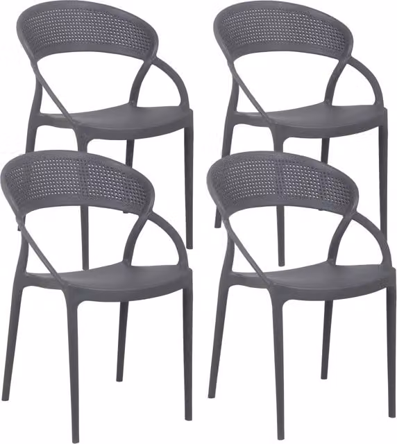 Oviala - Set di 4 sedie da giardino grigie