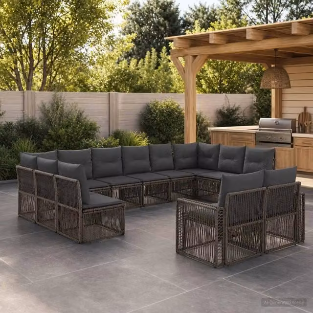 Set Divano da Giardino 12 pz Grigio e Grigio Scuro polyrattan 3435269