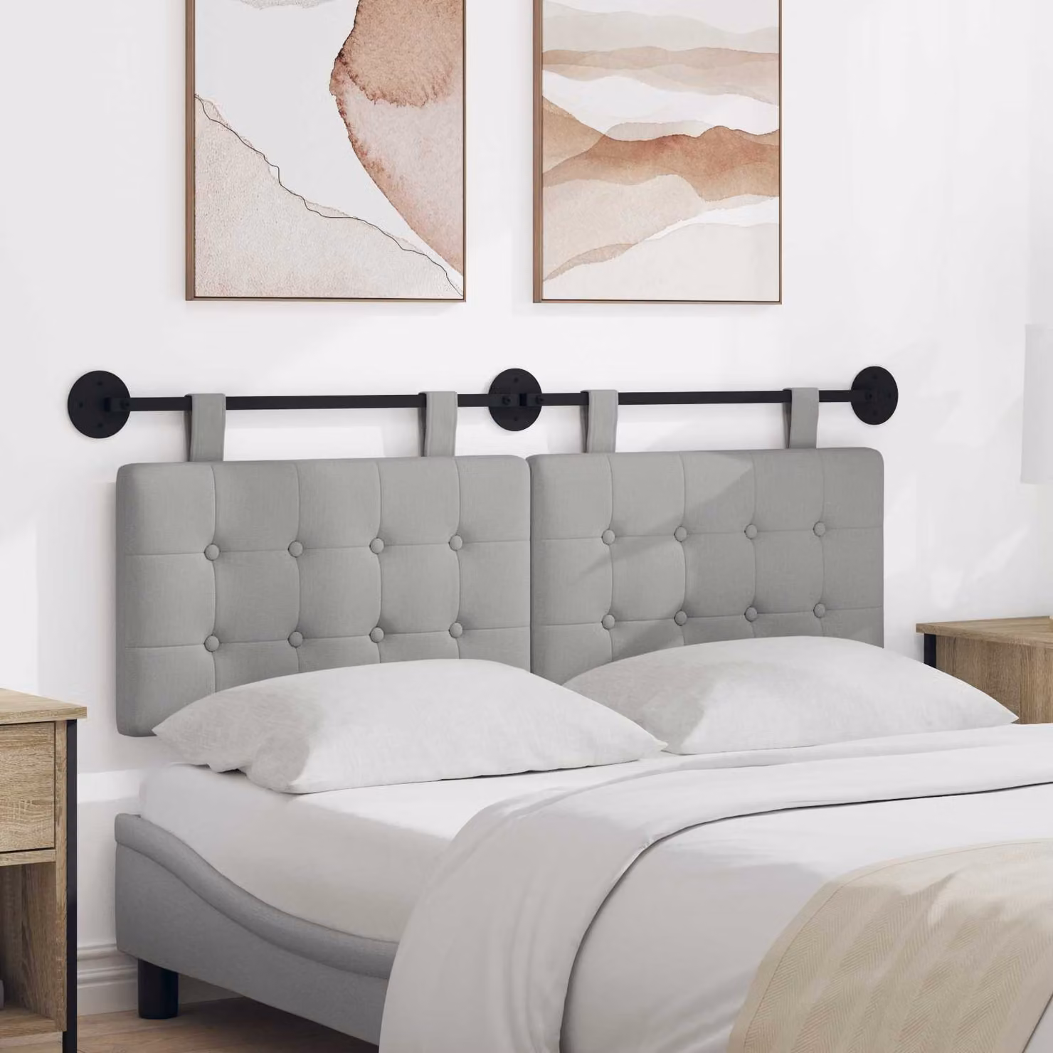 Testiera sospesa moderna vidaXL in tessuto Grigio Nuvola con pannello imbottito L: 150 cm, H: 55 cm, P: 5 cm